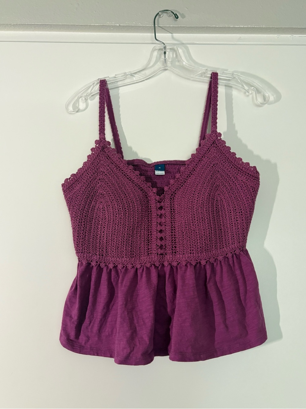 Old Navy Purple Crochet Babydoll Top